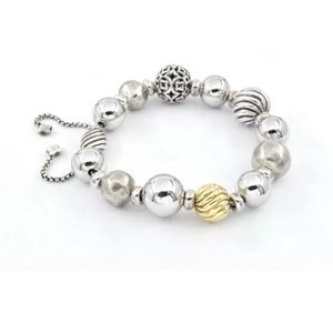 David Yurman 18k Sterling Silver Beaded Elements Bracelet
